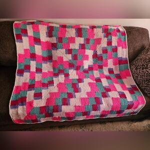 Hand Made Colorful Patchwork Crochet Blanket